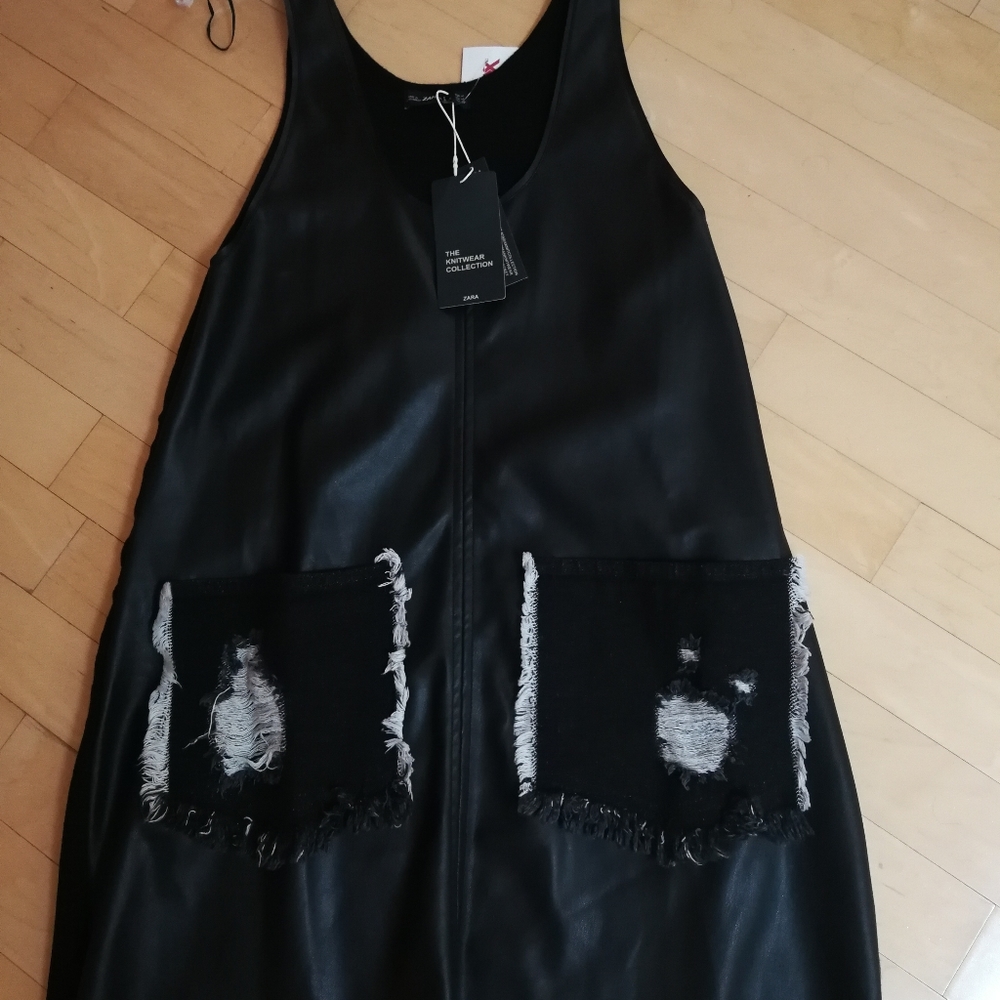 Zara romper dress faux leather size Medium